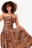 Ulla Johnson Brown Floral Ruched Halter Dress Size 4