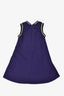Jean Paul Gaultier Junior Purple Wool Sleeveless Dress with Striped Trim Size 5Y Kids