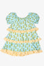 Devotion Twins Blue Pineapple Print Ruffle Dress Size 6-8 Kids
