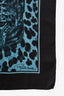 Robert Cavalli Blue/Black Leopard Print Silk Square Scarf