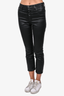 AG Black Coated Denim Isabelle High Rise Straight Crop Skinny Jeans Size 28