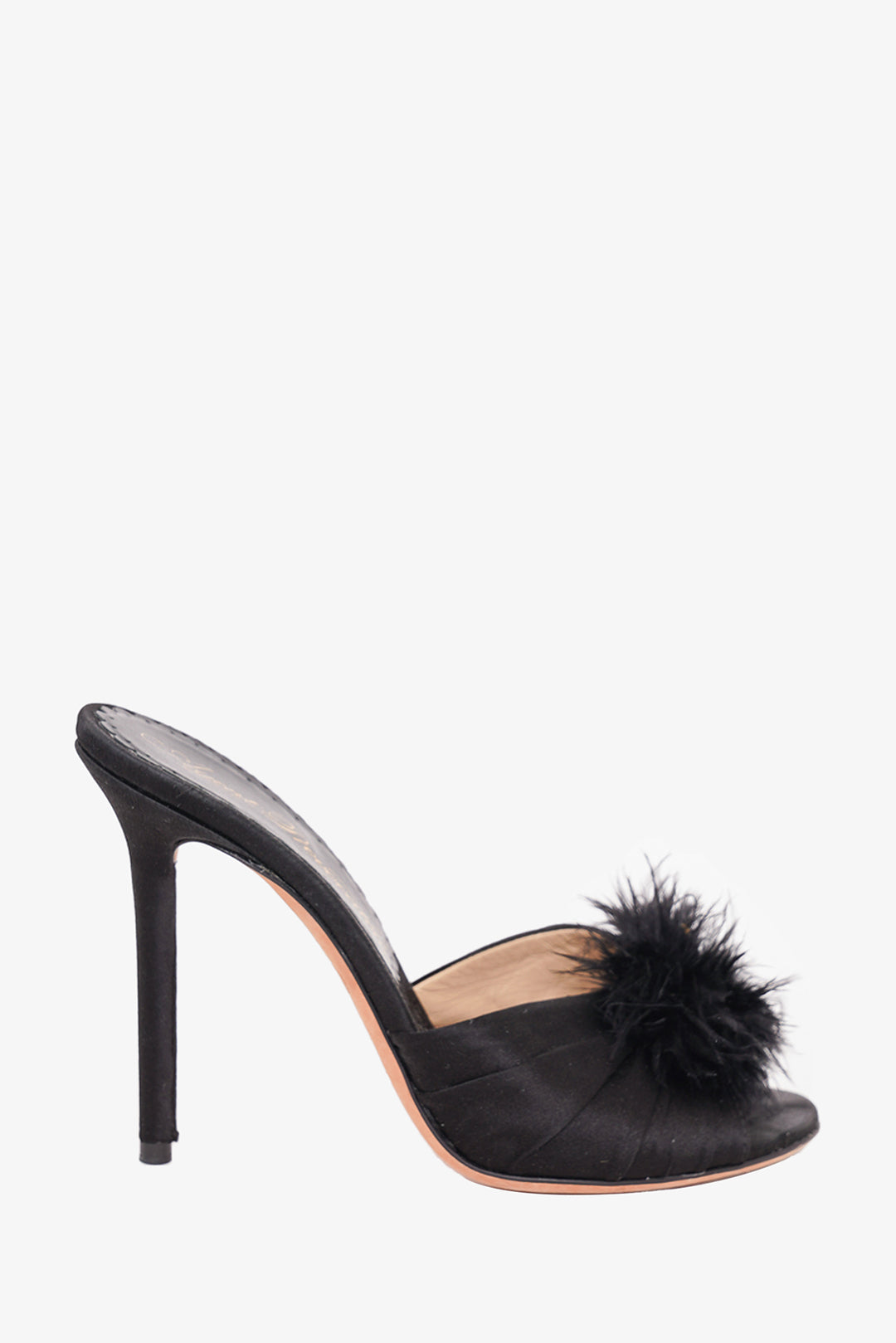 Agent Provocateur サテンファーミュール Agent Provocateur Black Satin Pumps With Feather Size 36 – Mine