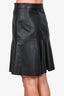 Akris Punto Black Lambskin Leather Flared Midi Skirt Size 8