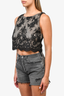 Alice + Olivia Black Lace Overlay Sleeveless Cropped Shirt Size L