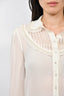 Alice + Olivia Cream Silk Pearl Embellished Blouse Size XS