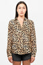 Alice + Olivia Silk Leopard Print Button-Down Shirt Size M