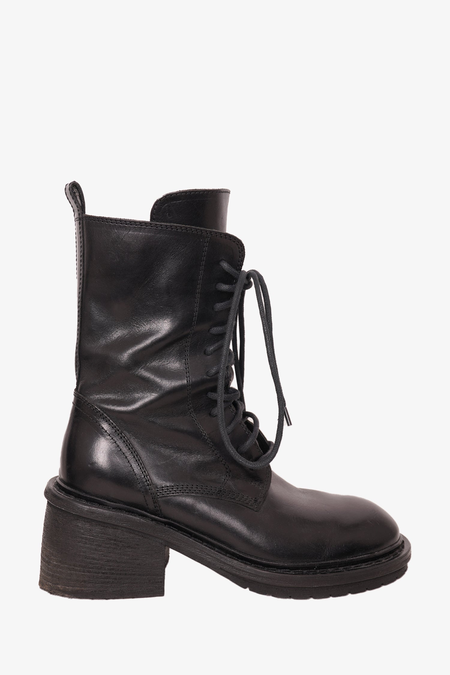 Ann Demeulemeester Black Leather Lace-Up Boots Size 38 – Mine & Yours