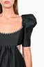 Area Black Crystal Side Cut-Out Puff Sleeve Mini Dress Size 8
