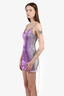 Area Purple Stretch Lamé Crystal Choker Mini Dress Size S  'As Is'