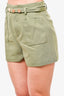 BOSKEMPER Green High-Waisted Belted Shorts Size XS
