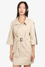 Ba&sh Beige Pleated Belted Short-sleeve Mini Dress Size 1