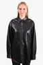 Babaton Black Faux Leather Oversized Button-Up Top Size M
