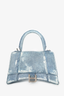 Balenciaga Blue Denim Painted Small Hourglass Top Handle with Strap