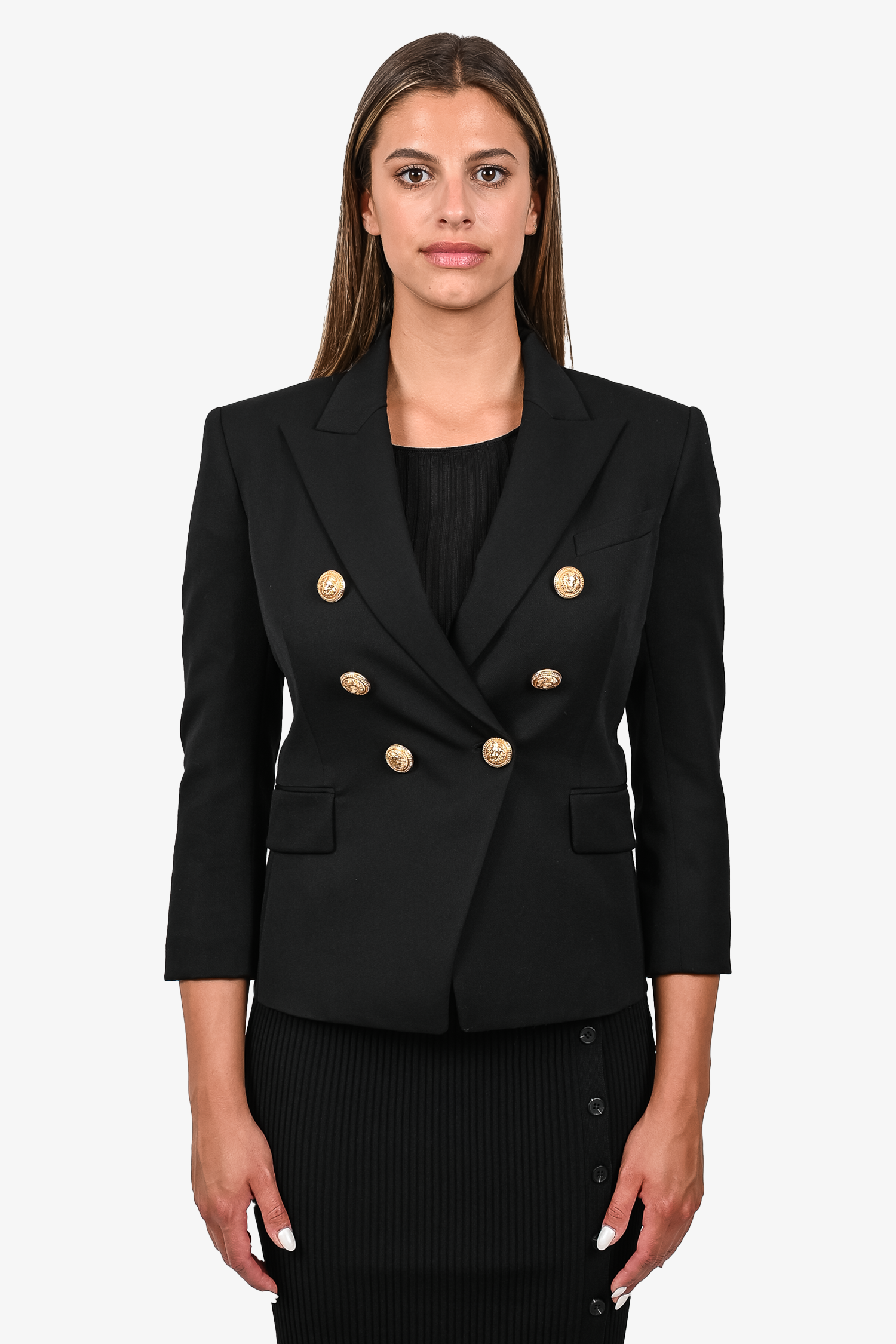 Balmain Black Double Breasted Blazer w/ Gold Buttons sz 10 – Mine & Yours