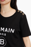 Balmain Black Logo Printed Button T-Shirt Size L