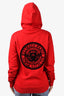 Balmain Red Zip-Up Hoodie with Black Velvet Logo Size XS
