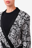 Balmain White/Black Printed Knit Cardigan with Waist Tie Size 44