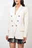 Balmain White Wool Double Breasted Blazer Size 42