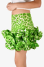 Blugirl Blumarine Green and White Leopard Printed Spiral Hem Mini Skirt Size 40 IT