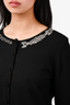 Blumarine Black Wool Cardigan with Embellished Neckline Detail Size 44