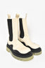Bottega Veneta Cream Leather 'Tire' Chelsea Mid Calf Boots sz 37