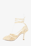 Bottega Veneta Cream 'Stretch' Lace Up Heeled Sandals Size 39