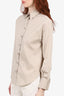 Brunello Cucinelli Beige Beaded Button Down Shirt Size XS