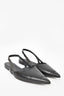 Brunello Cucinelli Black Leather Pointed Toe Slingback Flat Sandals Size 39.5