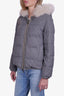 Brunello Cucinelli Grey Cashmere Reversible Puffer Jacket wtihShearling Hood Size 40