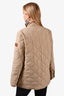 Burberry Beige/Brown Quilted Corduroy Collar Zip-Up Jacket Size M