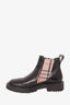 Burberry Black Check Leather Chelsea Boots Size 37