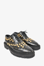 Burberry Black Leather Gold Stud Oxford Shoes Size 36