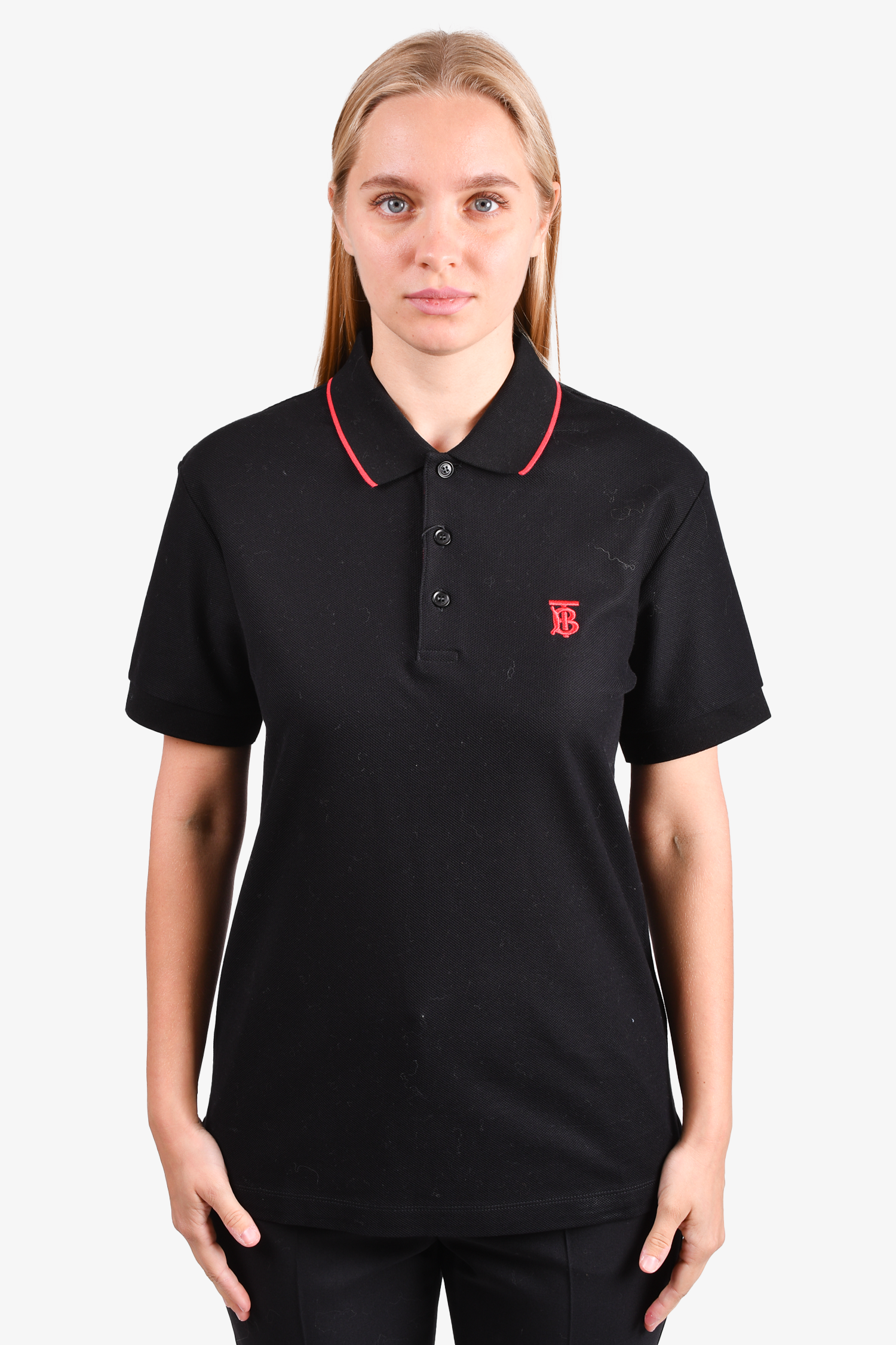 トップス BURBERRY black polo shirts swag archive Cotton Polo Shirt