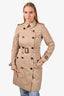Burberry Brown Double Breasted Trench Coat with Belt Size 4 US