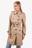Burberry Brown Double Breasted Trench Coat with Belt Size 4 US