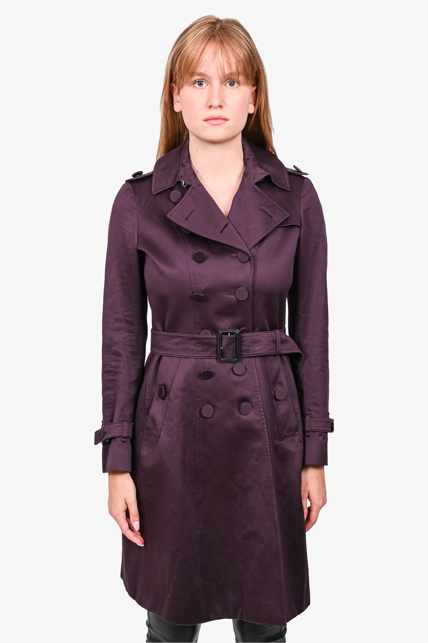 新品　BURBERRY パープル トレンチコート Burberry Dark Purple Belted Trench Coat Size 38 – Mine & Yours