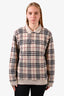 Burberry London Fleece Collared Nova Check Sweater Size M