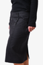 Burberry London Grey Wool Button Detail Knee Length Skirt Size 8 US