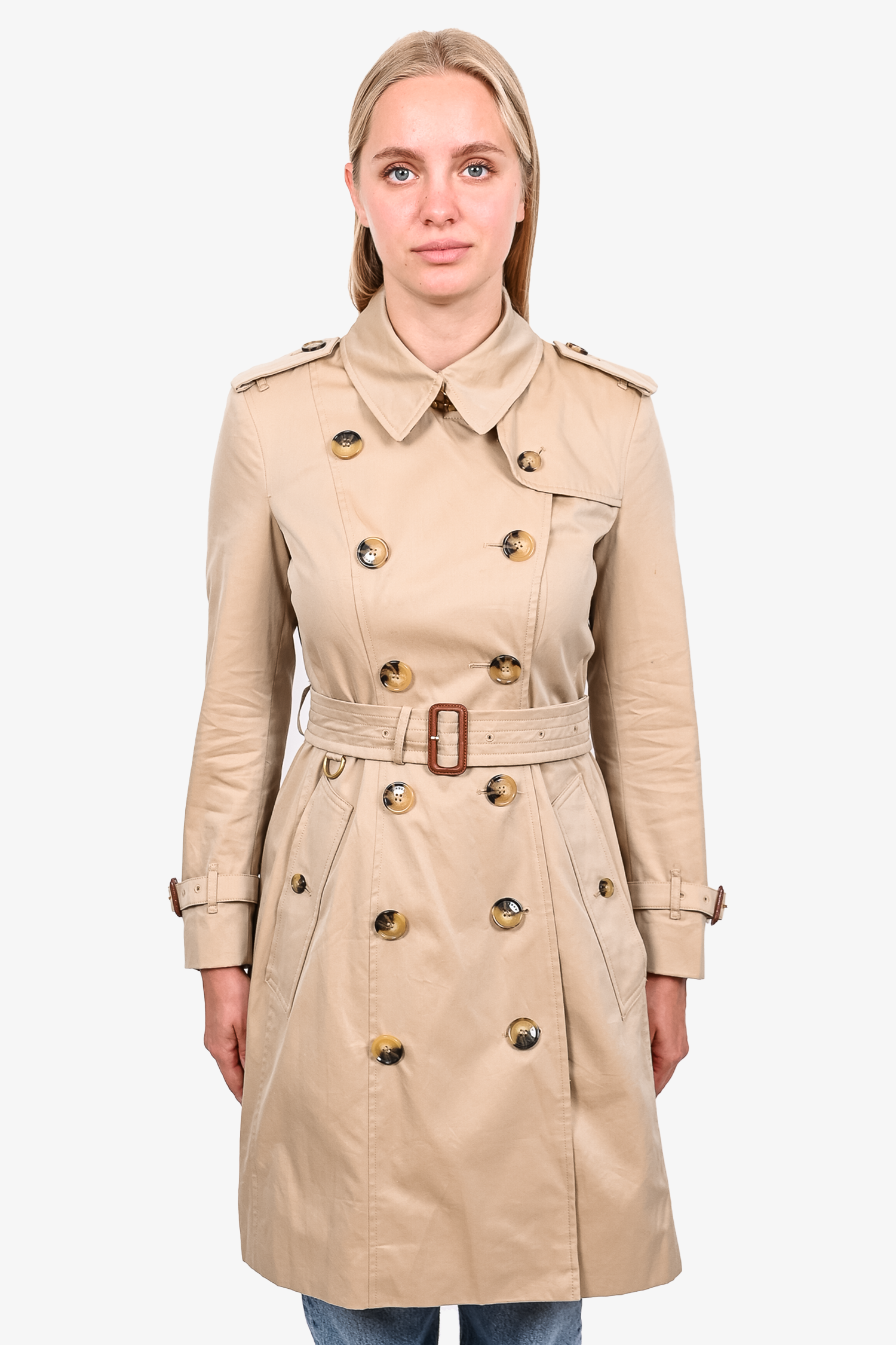 Burberry London Tan 'Chelsea' Belted Trench Coat Size – Mine Yours