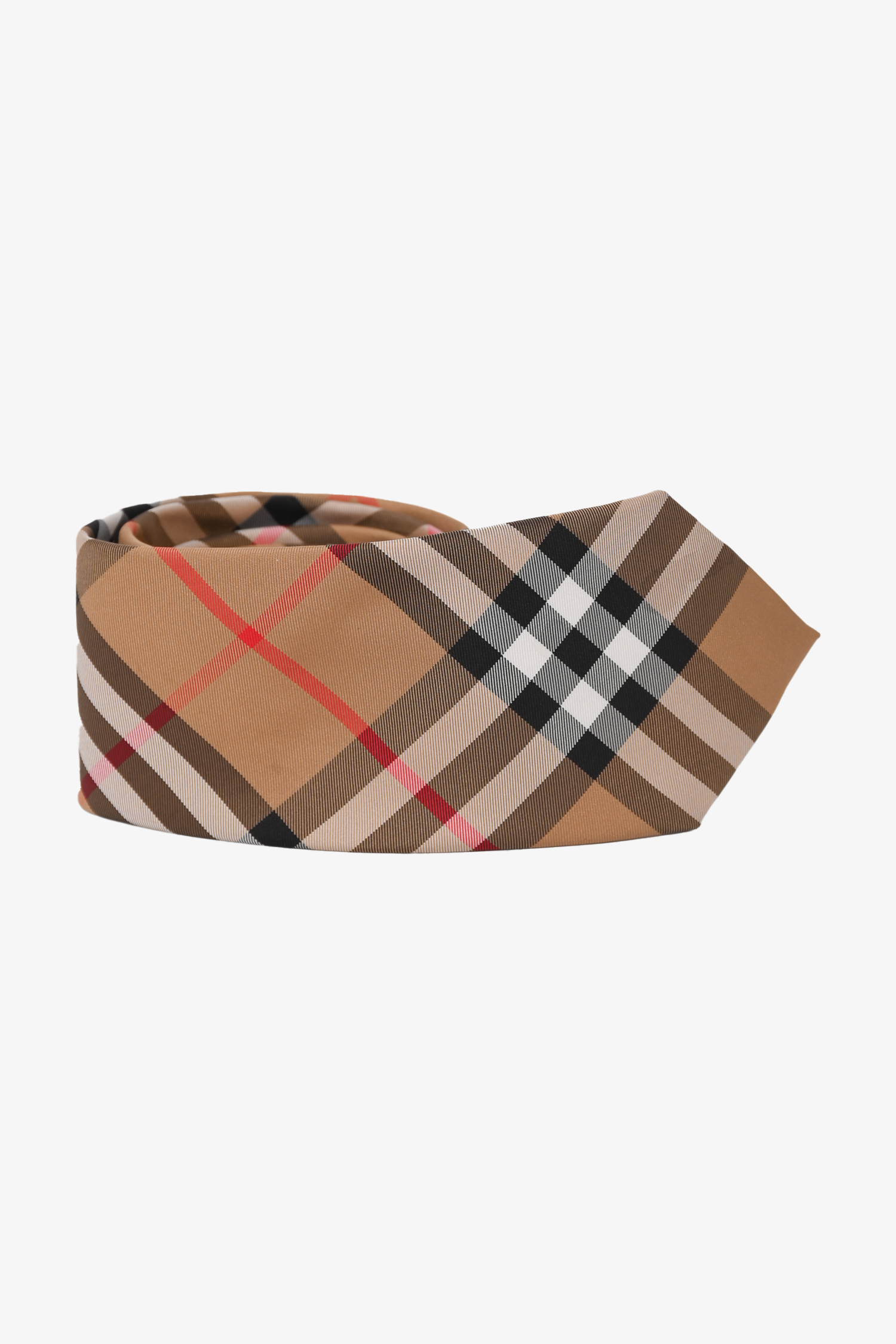 Vintage 80s Burberry Nova Check Cuff Link Print Silk Tie