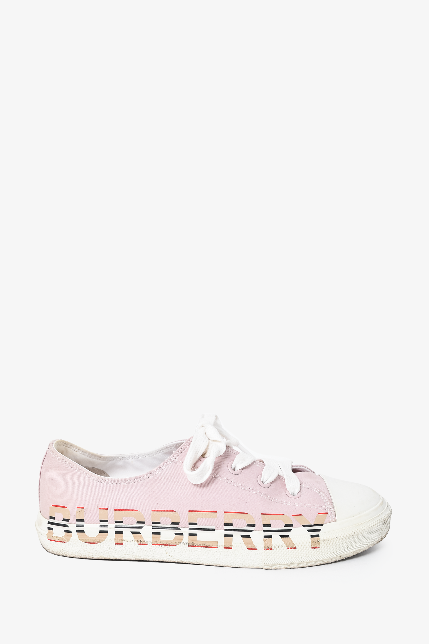 Burberry Pink Canvas Nova Logo Sneakers Size 35