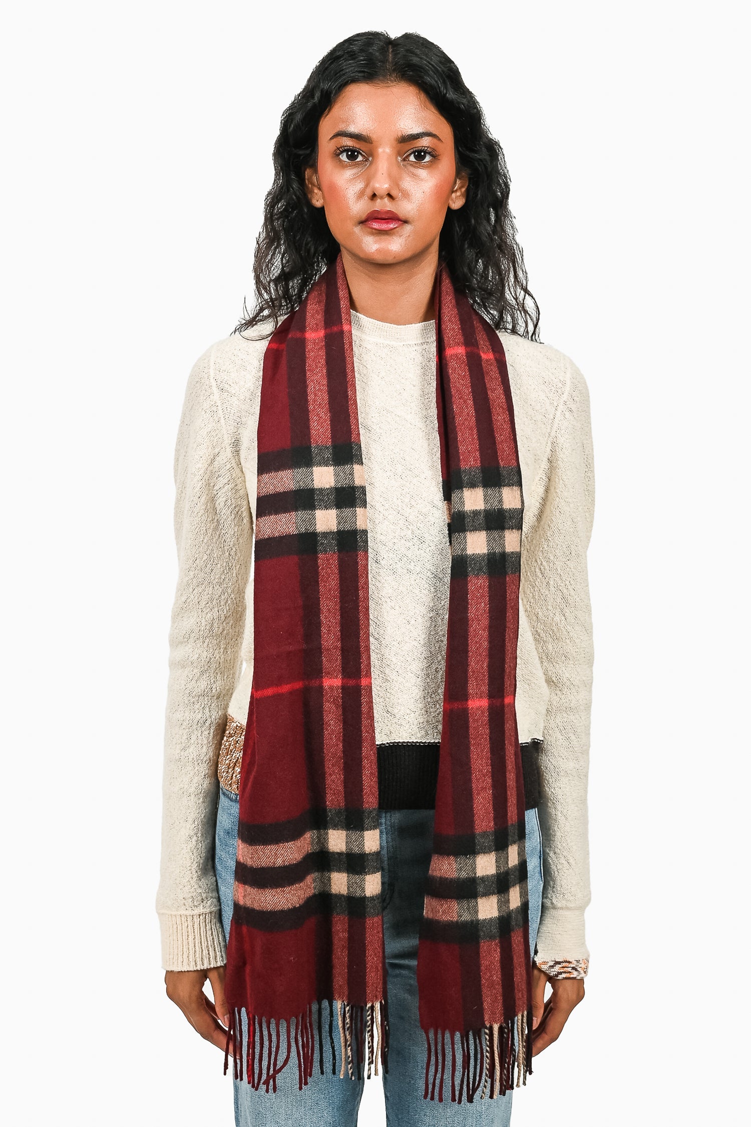 Burberry Red Check Cashmere Scarf – Mine Yours