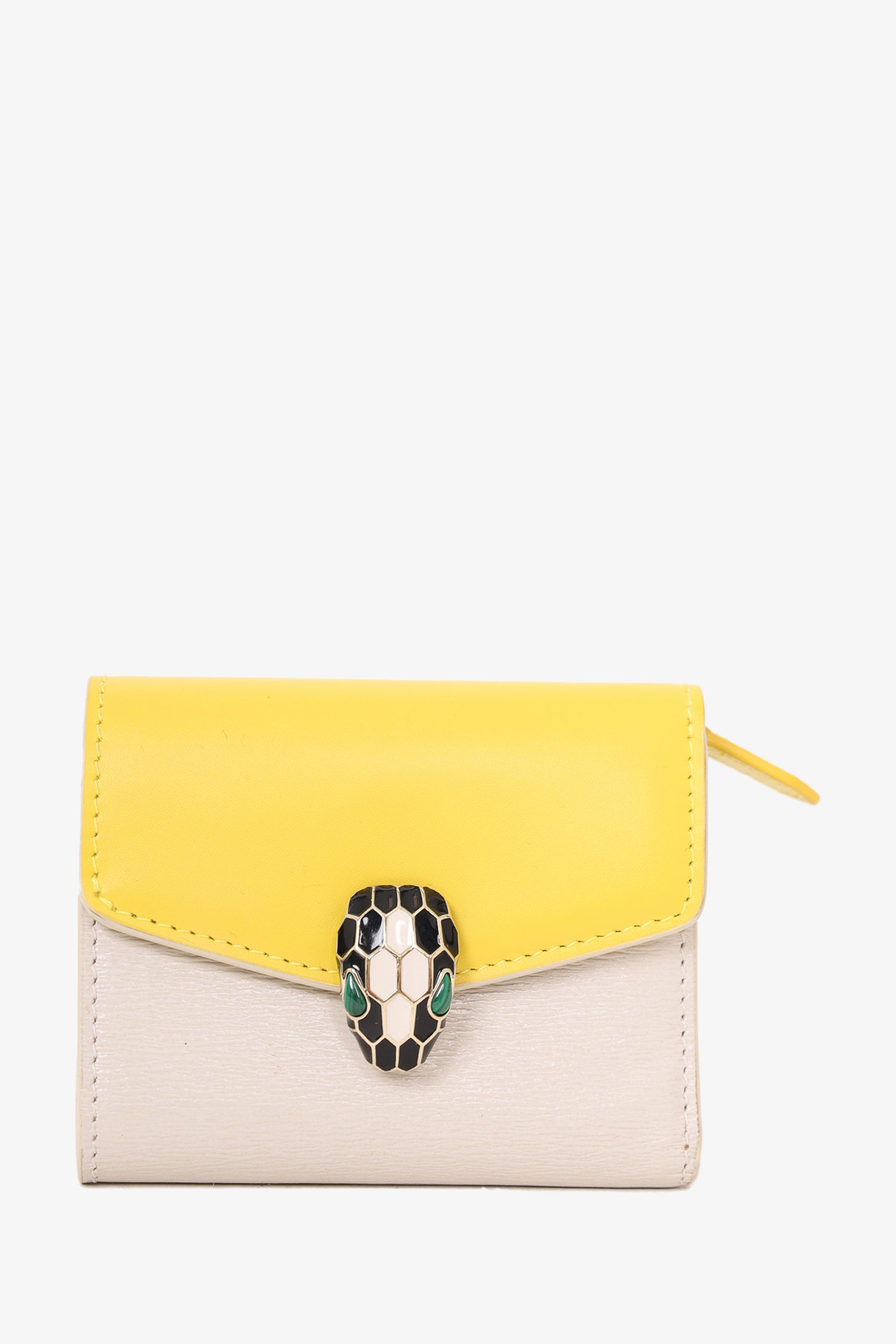 Bvlgari Yellow/White Lather Serpenti Forever Trifold Wallet – Mine