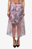Carven Purple Floral Print Skirt with Overlay Size 34
