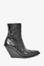 Celine Black Leather Western Stitched Wedge Pointed Toe Booties Size 38