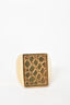 Celine Gold Toned Brass Flat 'Animals' Embossed Signet Ring Size 60