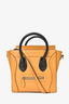 Celine Mustard Yellow/Black Leather Nano Luggage Top Handle With Strap