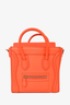 Celine Orange Leather Nano Luggage with Strap