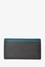 Celine Teal/Dark Grey/Taupe Tricolour Leather Flap Wallet