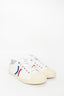 Celine White Canvas Sneakers With Red/Blue Stripe Size 37